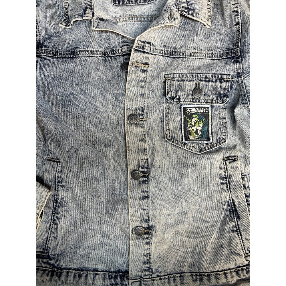 Men's Cotton-On Light Blue Stonewash Faded Trucker Jean Jacket Sz Medium - Picture 7 of 10